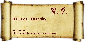 Milics István névjegykártya