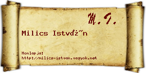 Milics István névjegykártya